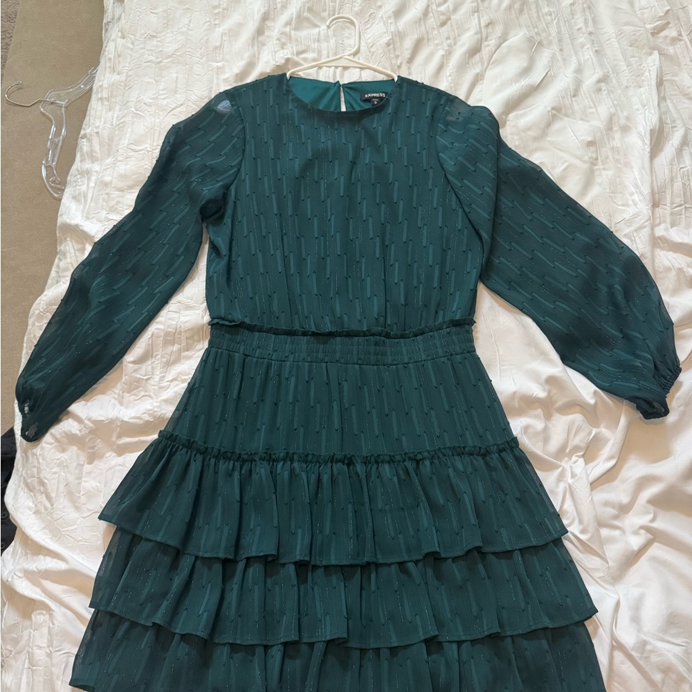 Express Green Long Sleeve Bishop Sundress
